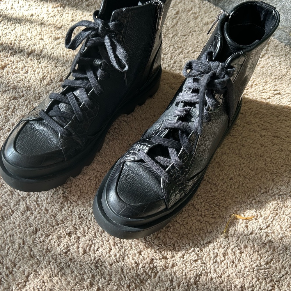 Vince Camuto black combat boots Korigan